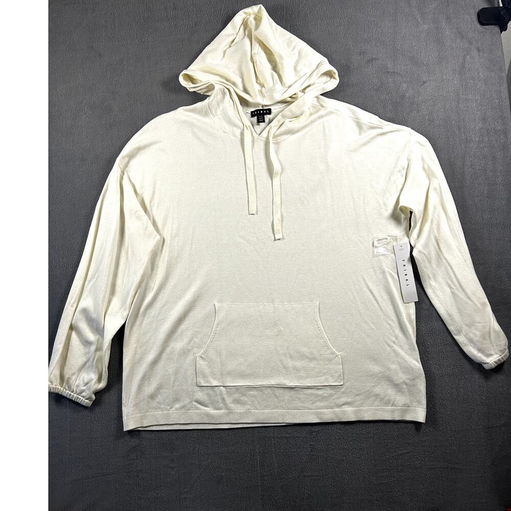 NWT Tribal Long Sleeve Hoodie Sweatshirt Size XL Cream Soft‎ Cozy
